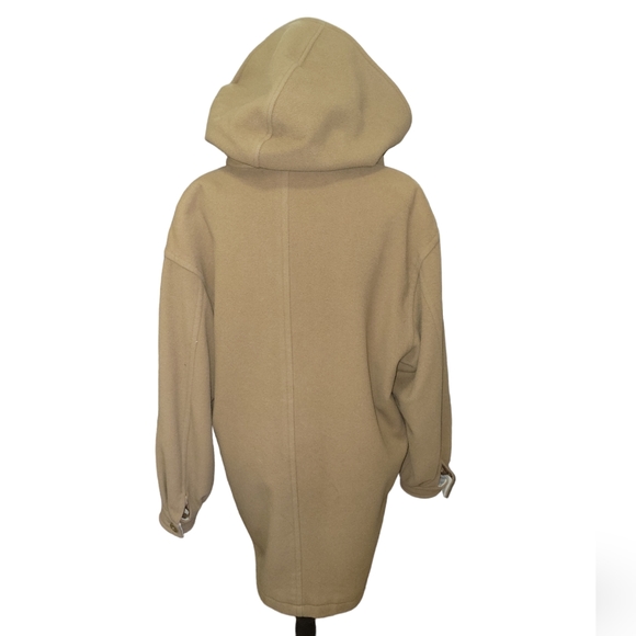 Vintage Menuetto Caramel Cream Cashmere Blend wool hooded Coat Measures L-XL - Picture 5 of 13